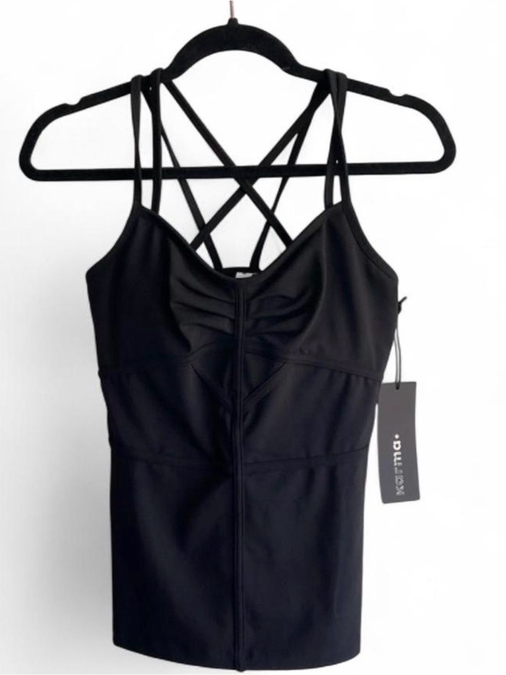 *NEW* Karma Constance Tank II Black Bustier Criss Cross Top MEDIUM NWT